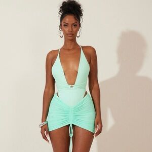 Aqua Plunge Swimsuit and sarong